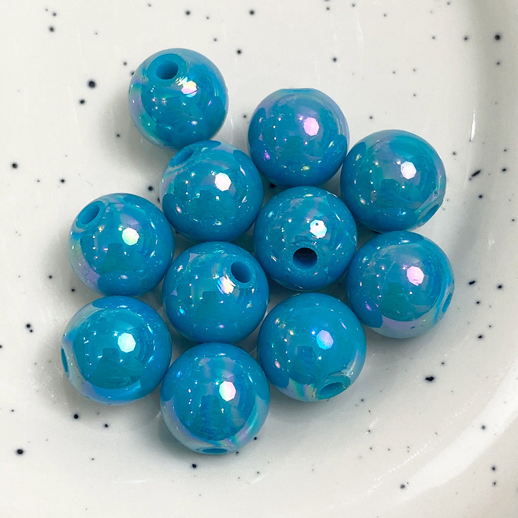 Al por mayor 30 piezas/paquete de cuentas redondas de color acrílico AB chapado